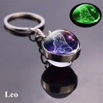 12 Constellation Luminous Keychain Glass Ball Pendant Zodiac Keychain Glow In The Dark Key Chain Holder Men Women Birthday Gift